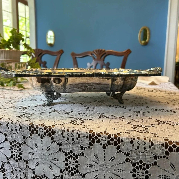 Vintage Sheridan Silver on Copper Footed Serving Dish - Picture 2 of 5